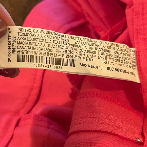 Zara Cropped Neon Coral High Waist Flare Pants Raw Hem Size S NWOT - Picture 7 of 8